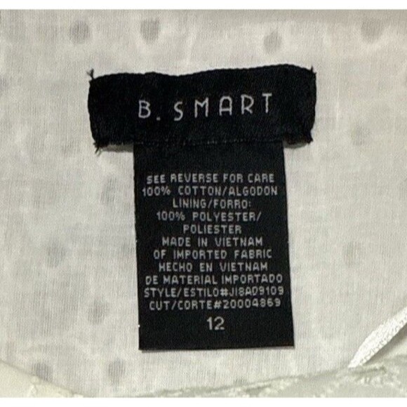 B. Smart Dress Women’s 12 White Eyelet Sleeveless Cotton Lined Peplum Hem - Picture 3 of 5